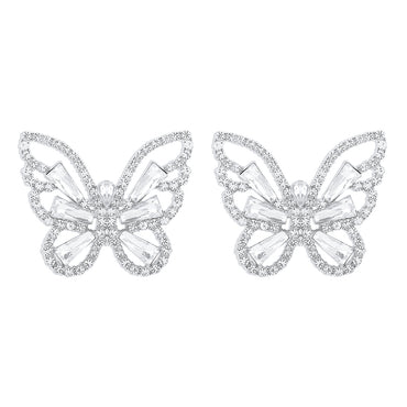 Elegant Glam Sweet Butterfly Alloy Inlay Rhinestones Women's Ear Studs