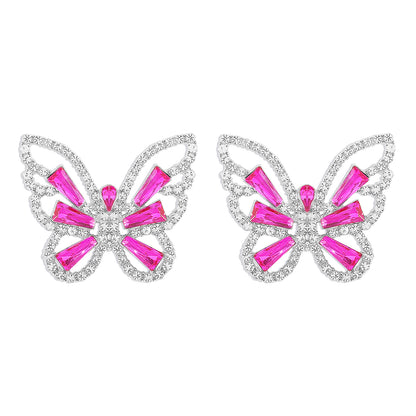 Elegant Glam Sweet Butterfly Alloy Inlay Rhinestones Women's Ear Studs