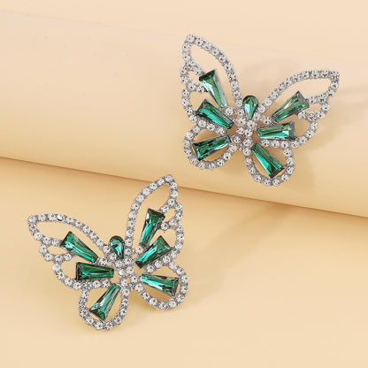 Elegant Glam Sweet Butterfly Alloy Inlay Rhinestones Women's Ear Studs