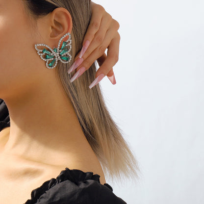 Elegant Glam Sweet Butterfly Alloy Inlay Rhinestones Women's Ear Studs