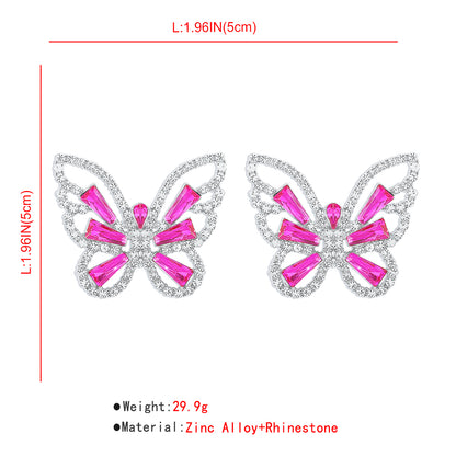 Elegant Glam Sweet Butterfly Alloy Inlay Rhinestones Women's Ear Studs