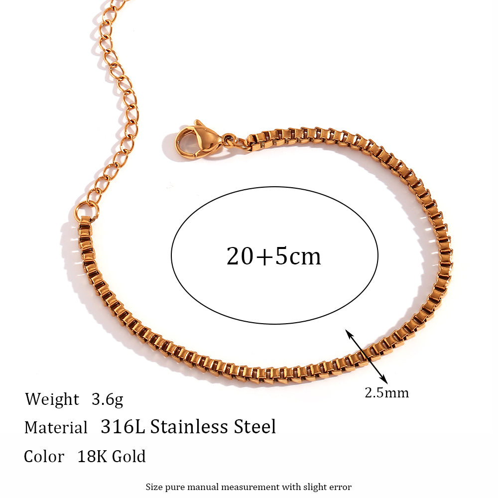 Simple Style Classic Style Solid Color 18k Gold Plated Stainless Steel Wholesale Anklet