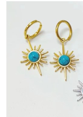 1 Pair Casual Heart Shape Flower Plating Inlay Stainless Steel Turquoise 18k Gold Plated Earrings