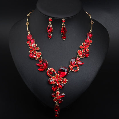 Lady Flower Artificial Gemstones Artificial Crystal Alloy Wholesale Necklace