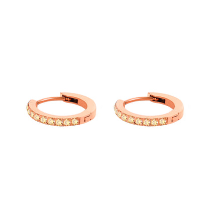 1 Pair Simple Style Round Plating Inlay Stainless Steel Rhinestones 14k Gold Plated Earrings