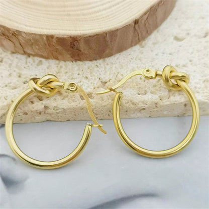 1 Pair Lady Simple Style Round Plating Stainless Steel 18k Gold Plated Earrings