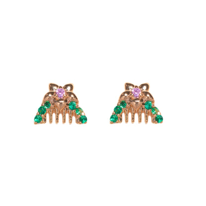 1 Set Cartoon Style Cartoon Character Plating Inlay Brass Zircon 18k Gold Plated Ear Studs