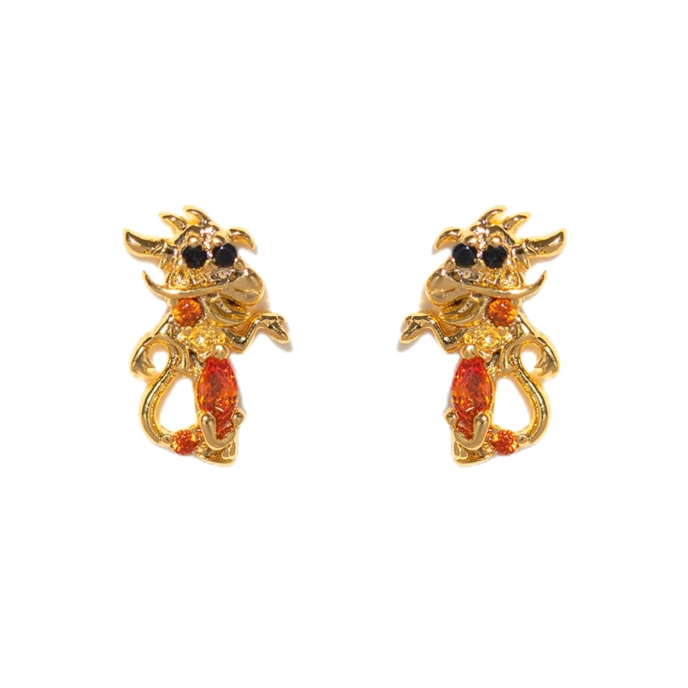 1 Set Cartoon Style Cartoon Character Plating Inlay Brass Zircon 18k Gold Plated Ear Studs