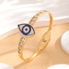 French Style Eye Titanium Steel Epoxy Plating Inlay Rhinestones Gold Plated Bangle