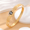 French Style Eye Titanium Steel Epoxy Plating Inlay Rhinestones Gold Plated Bangle