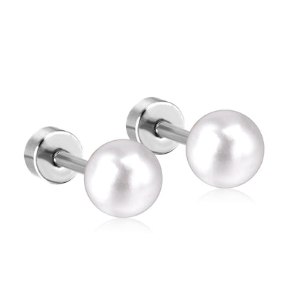 1 Pair Simple Style Geometric Inlay Stainless Steel Artificial Pearls Ear Studs