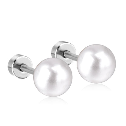 1 Pair Simple Style Geometric Inlay Stainless Steel Artificial Pearls Ear Studs