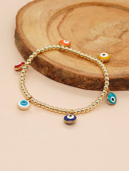 Casual Vacation Pentagram Peach Eye Copper Beaded Bracelets