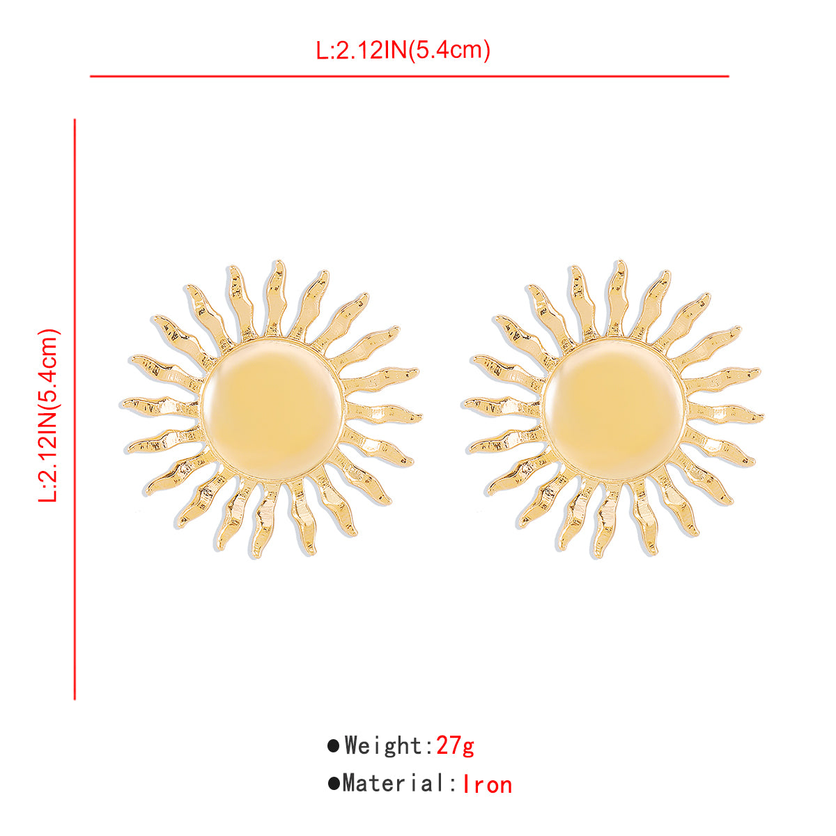 Elegant Retro Sun Iron Women's Ear Studs