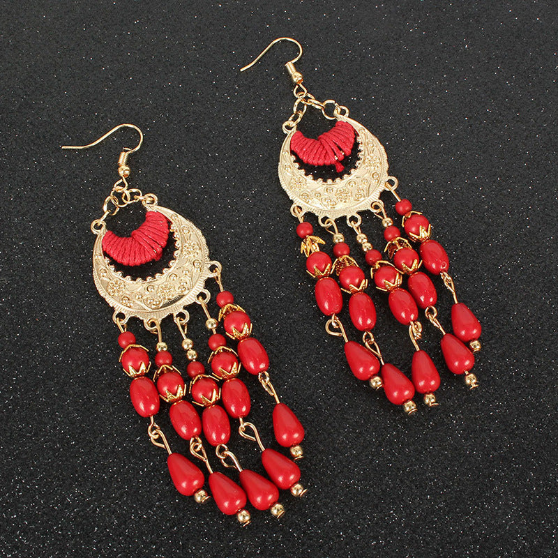 Retro Ethnic Style Geometric Alloy Glass Plating Women's Drop Earrings