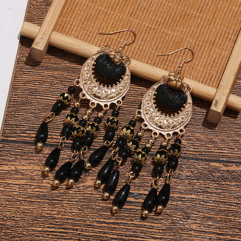 Retro Ethnic Style Geometric Alloy Glass Plating Women's Drop Earrings