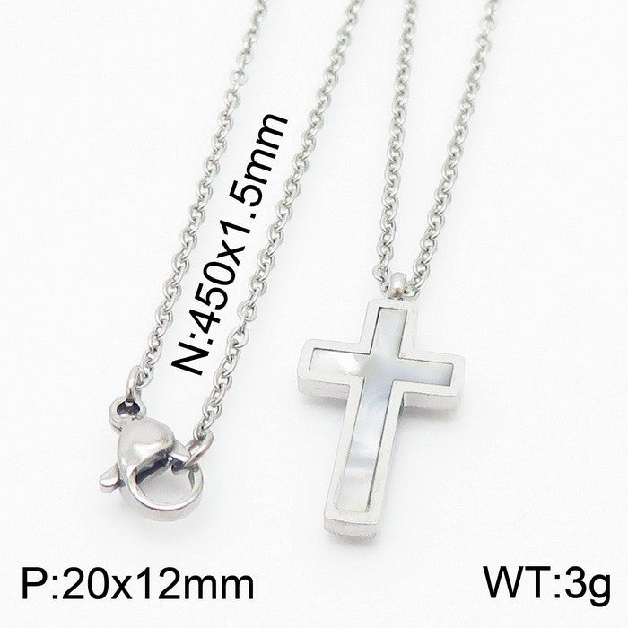 Vacation Cross Titanium Steel Plating Inlay Shell 18k Gold Plated Bracelets Earrings Necklace