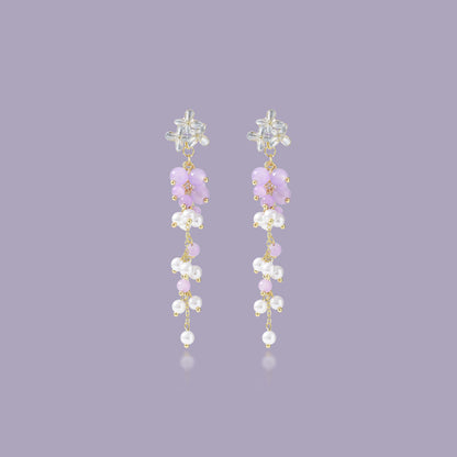 Korean Style Flower Beaded Women's Drop Earrings