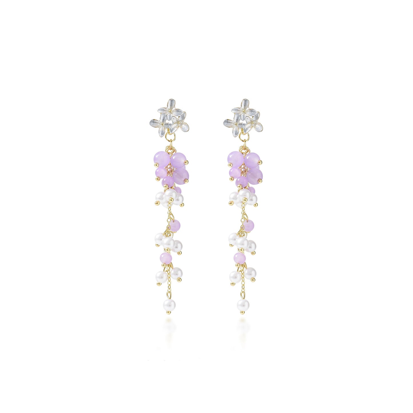 Korean Style Flower Beaded Women's Drop Earrings