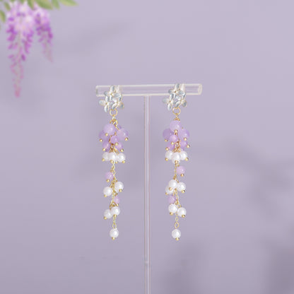 Korean Style Flower Beaded Women's Drop Earrings