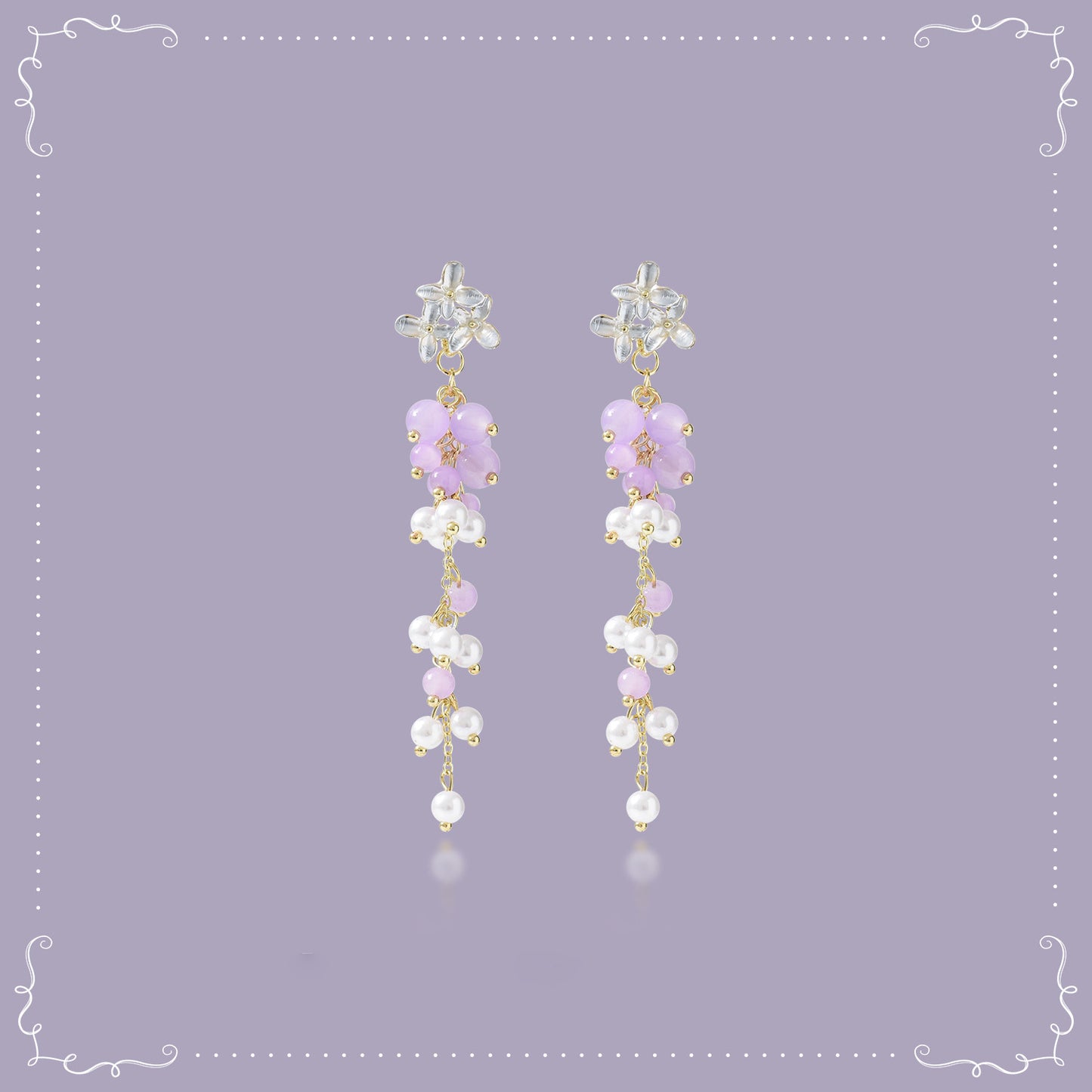 Korean Style Flower Beaded Women's Drop Earrings