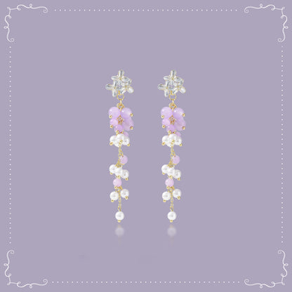 Korean Style Flower Beaded Women's Drop Earrings