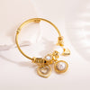 Sweet Heart Shape Pearl 304 Stainless Steel Alloy Gold Plated Rhinestones Pearl Bangle In Bulk