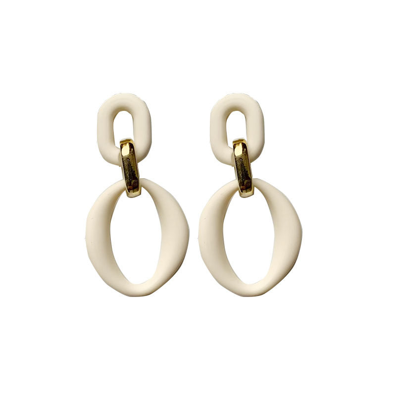 Simple Style Double Ring Arylic Stoving Varnish Women's Drop Earrings