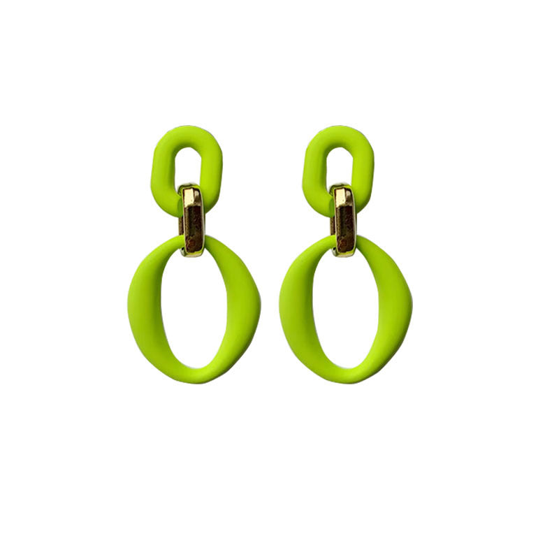 Simple Style Double Ring Arylic Stoving Varnish Women's Drop Earrings