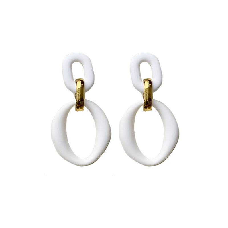 Simple Style Double Ring Arylic Stoving Varnish Women's Drop Earrings