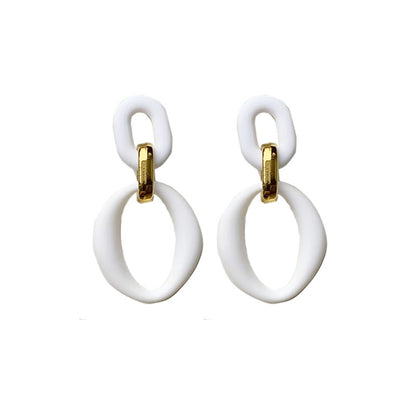 Simple Style Double Ring Arylic Stoving Varnish Women's Drop Earrings