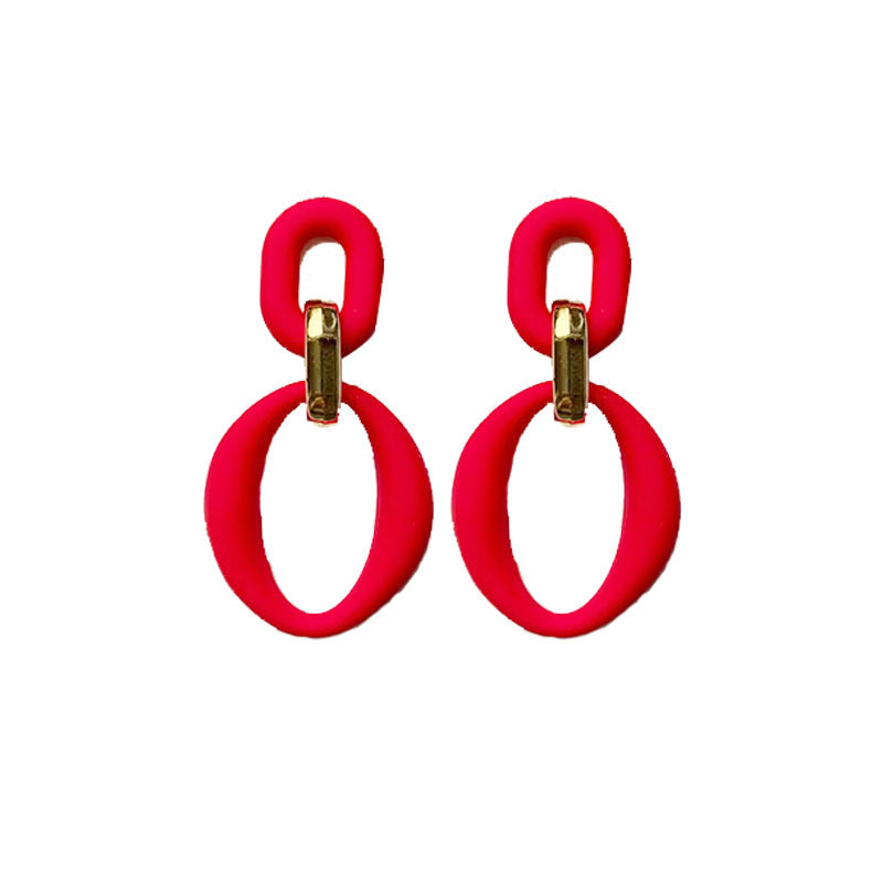 Simple Style Double Ring Arylic Stoving Varnish Women's Drop Earrings