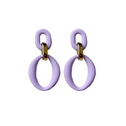 Simple Style Double Ring Arylic Stoving Varnish Women's Drop Earrings