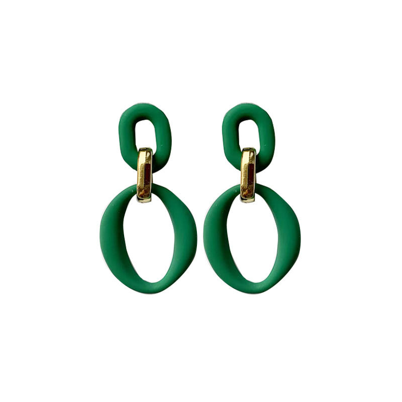 Simple Style Double Ring Arylic Stoving Varnish Women's Drop Earrings