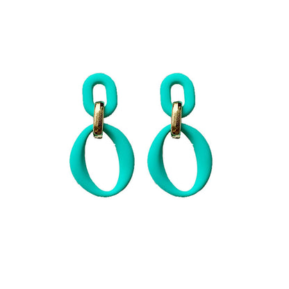 Simple Style Double Ring Arylic Stoving Varnish Women's Drop Earrings