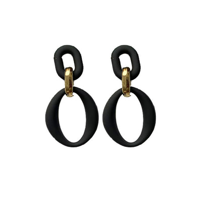 Simple Style Double Ring Arylic Stoving Varnish Women's Drop Earrings