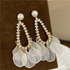 Elegant Simple Style Petal Arylic Plating Inlay Artificial Pearls Rhinestones Women's Drop Earrings