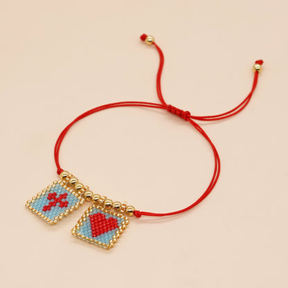 Novelty Heart Shape Eye Glass Braid Woven Belt Women's Bracelets