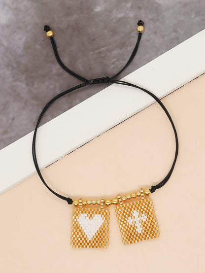 Novelty Heart Shape Eye Glass Braid Woven Belt Women's Bracelets