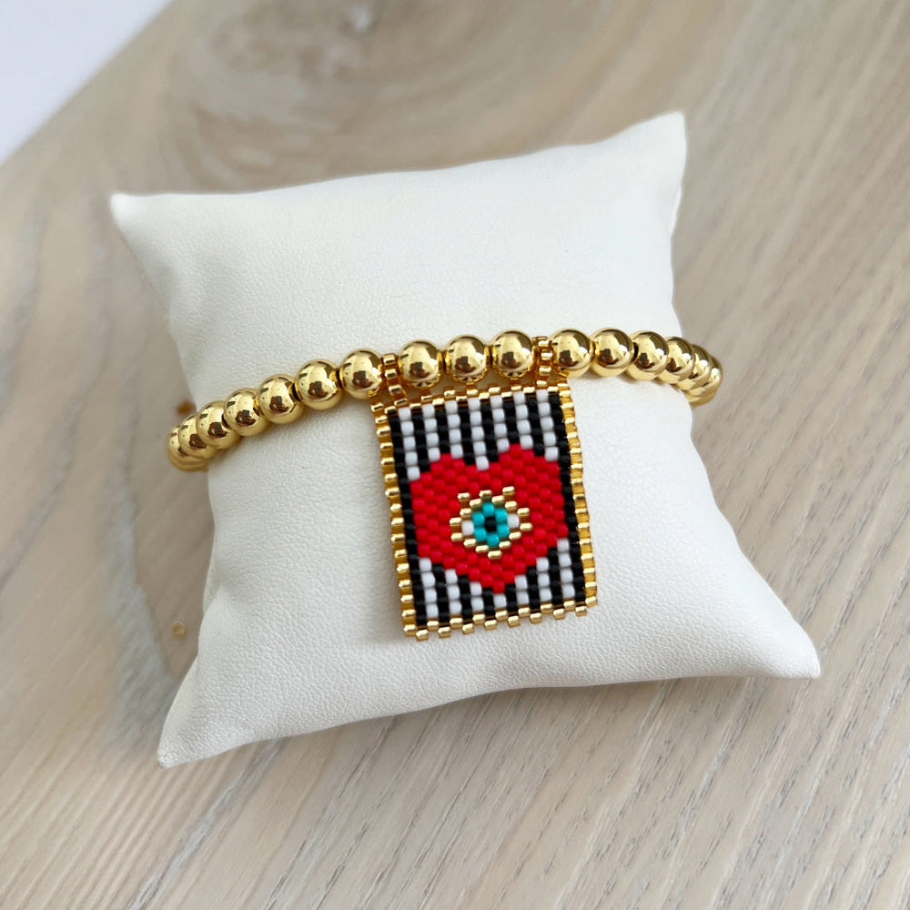 Novelty Heart Shape Eye Glass Braid Woven Belt Women's Bracelets