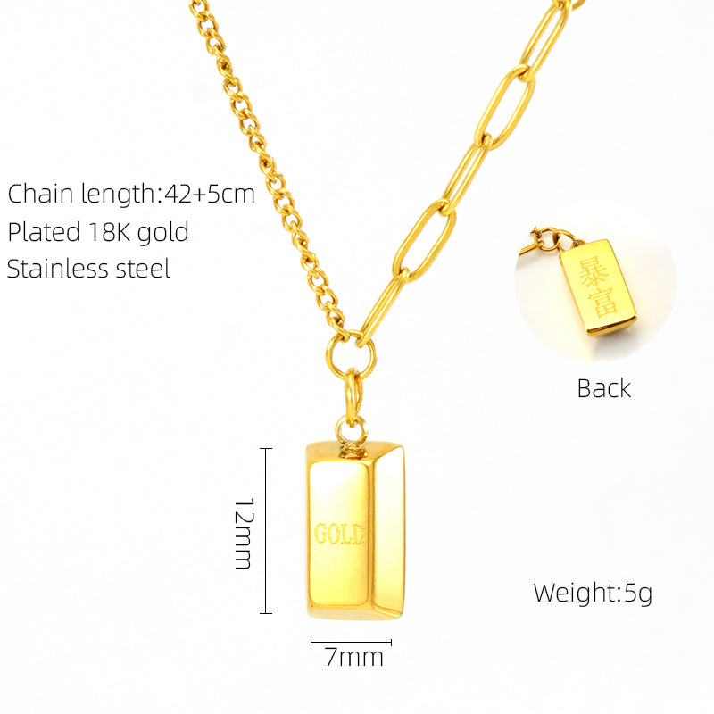 Cute Modern Style Rabbit Word Stainless Steel Plating Inlay Rhinestones 18k Gold Plated Pendant Necklace