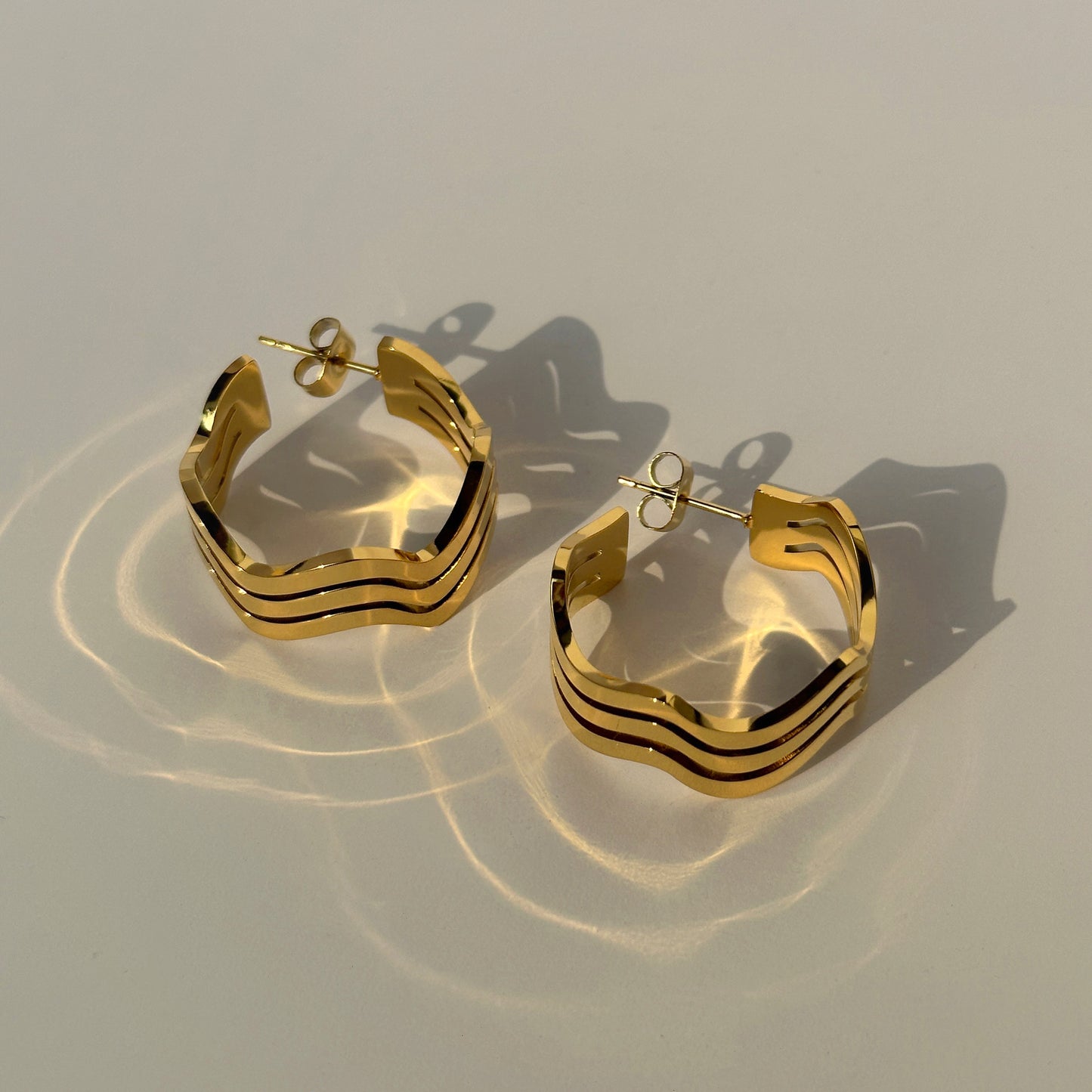 Vintage Style Vacation Classic Style Waves Stainless Steel Plating 18k Gold Plated Earrings