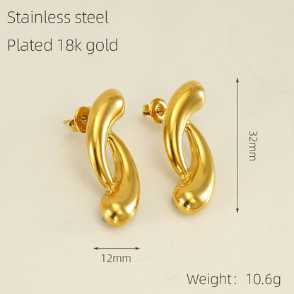 1 Pair Modern Style Simple Style Irregular Solid Color Polishing Plating Stainless Steel 18k Gold Plated Ear Studs