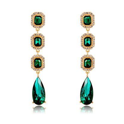 Lady Water Droplets Alloy Inlay Rhinestones Glass Women's Dangling Earrings