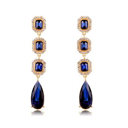 Lady Water Droplets Alloy Inlay Rhinestones Glass Women's Dangling Earrings