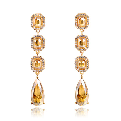 Lady Water Droplets Alloy Inlay Rhinestones Glass Women's Dangling Earrings