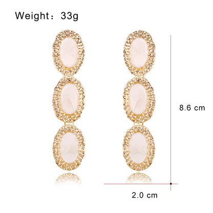 Streetwear Oval Alloy Enamel Women's Dangling Earrings