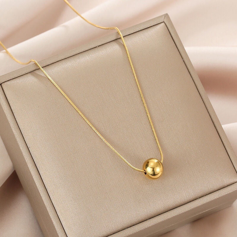 Ig Style Solid Color Titanium Steel Plating 18k Gold Plated Necklace