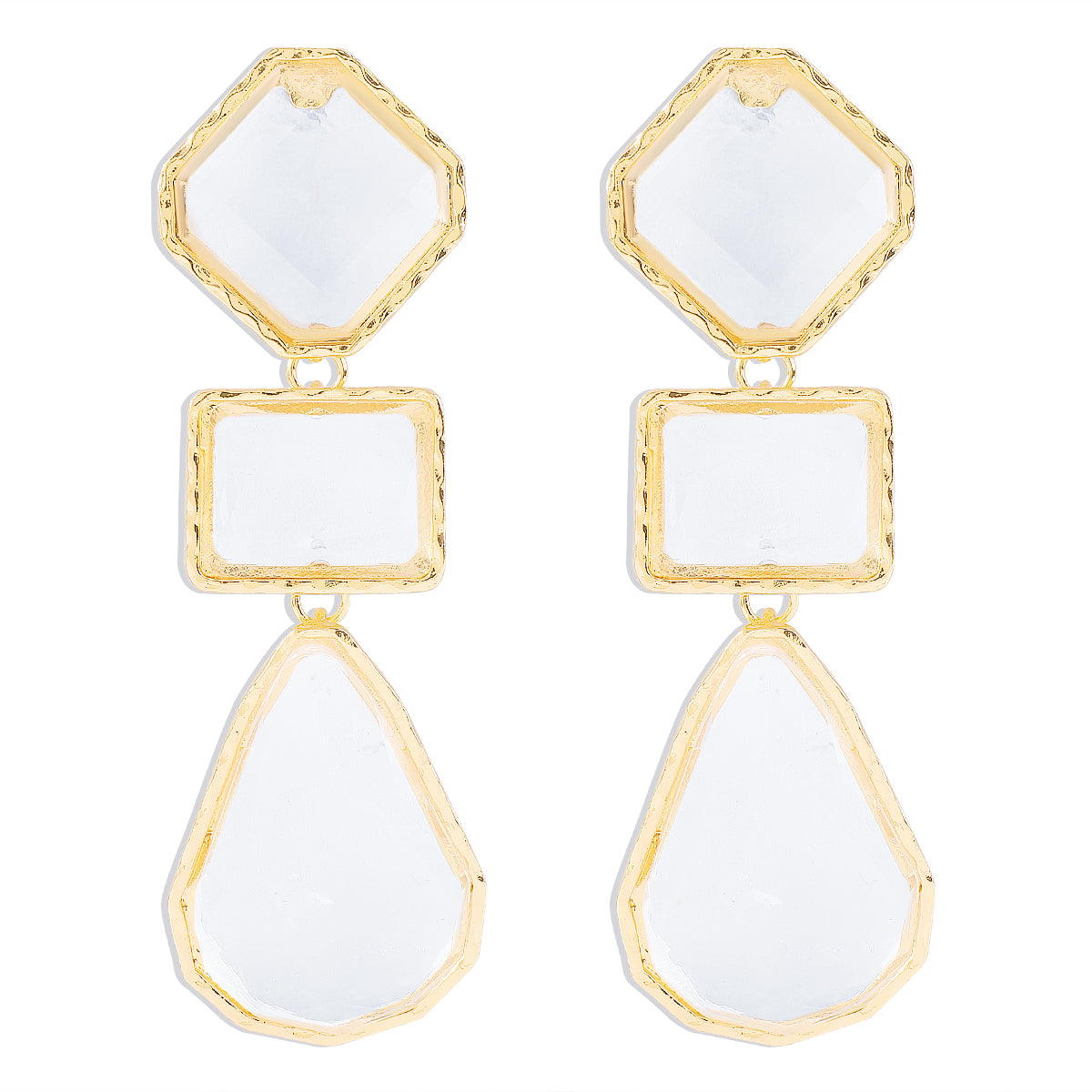 Elegant Retro Simple Style Geometric Alloy Irregular Transparent Inlay Resin Women's Drop Earrings