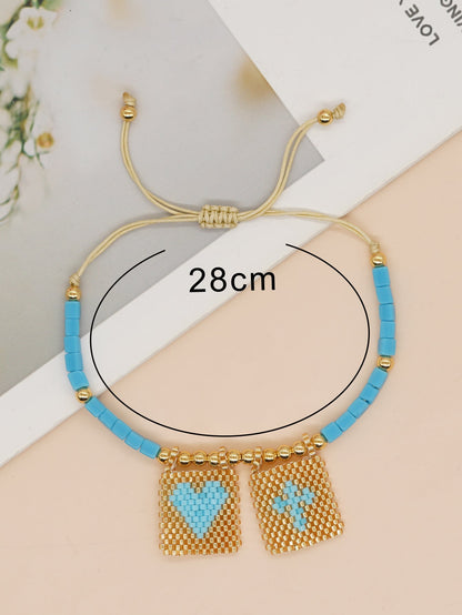 Classic Style Cross Heart Shape Eye Glass Copper Bracelets In Bulk